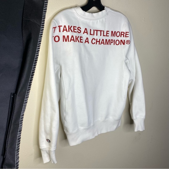 Champion white crewneck heavy sweatshirt inspo spell-out womens size small - Picture 3 of 7